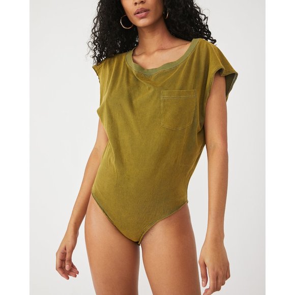 NWT Free People Road Trip Bodysuit / Verde - Picture 1 of 7